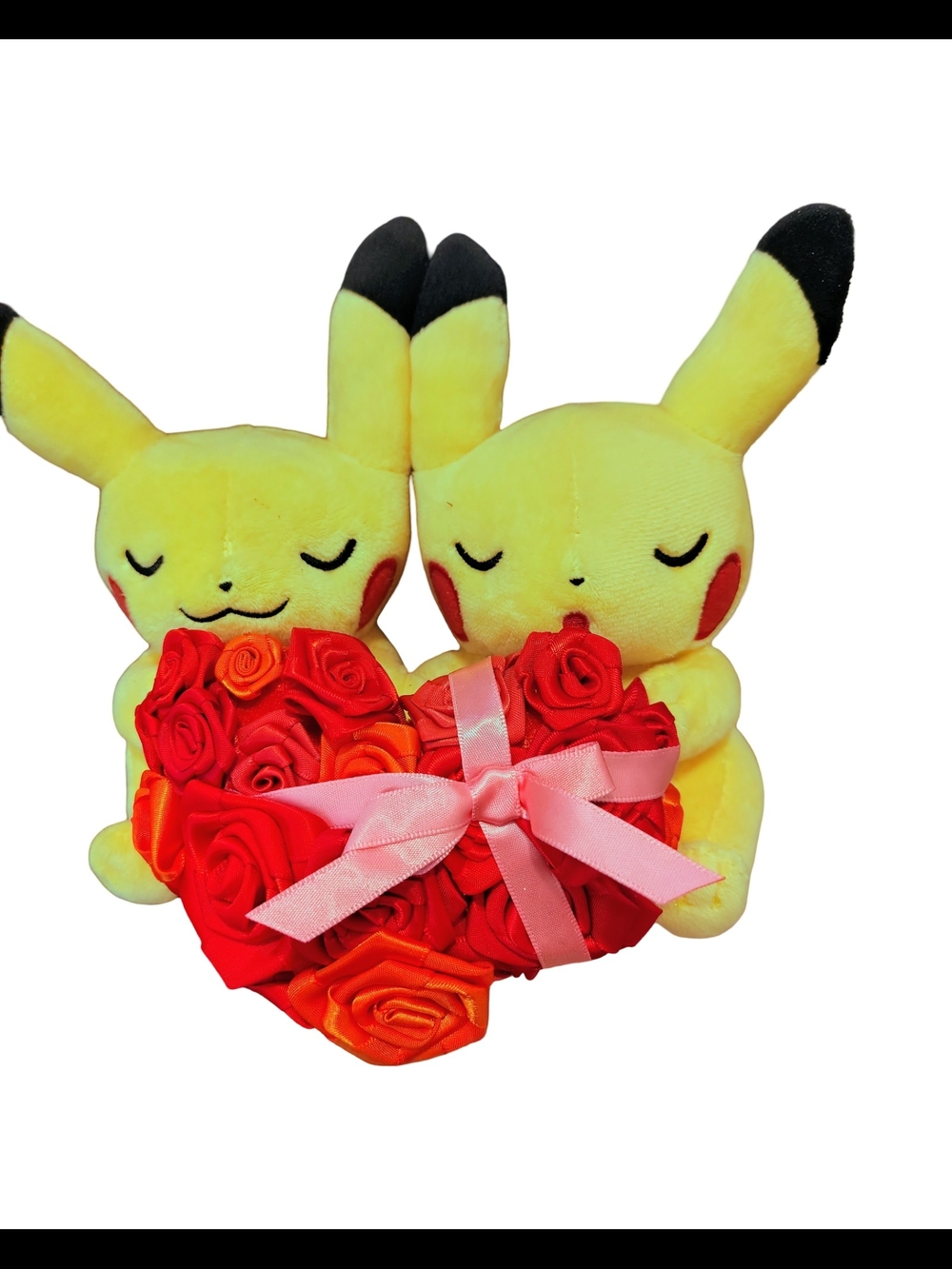 Pokemon Center 2017 Monthly Pair Pikachu Sweetheart Rose Heart Plush